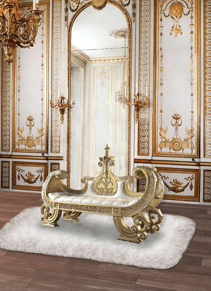 ACME Furniture - Bernadette Bench - White & Gold - BD01480 veiw 1