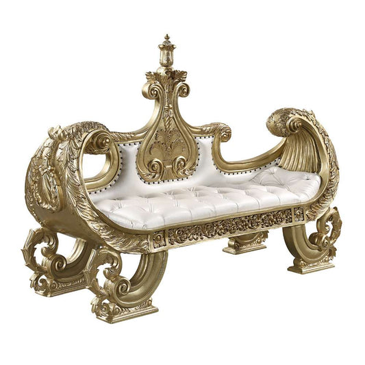 ACME Furniture - Bernadette Bench - White & Gold - BD01480 veiw 2