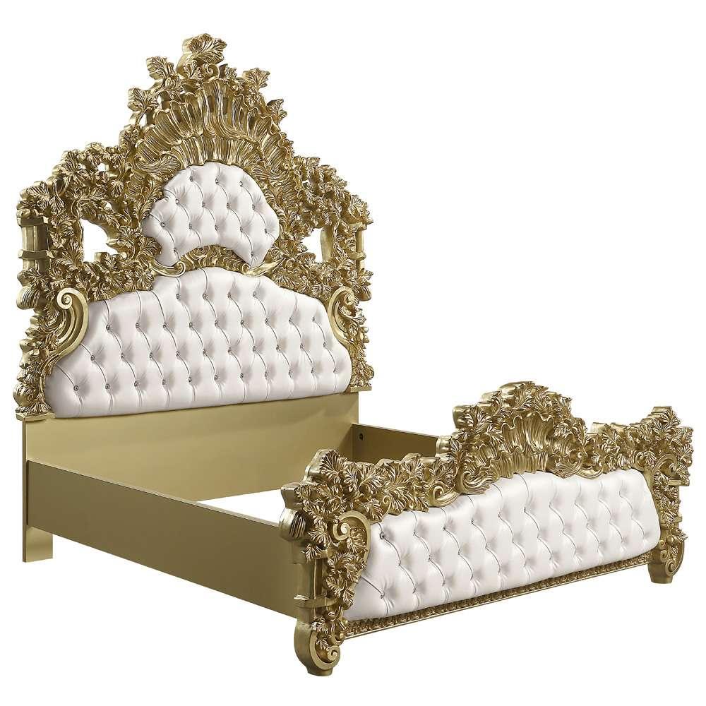 ACME Furniture - Bernadette Eastern King Bed - White & Gold - BD01474EK view 1