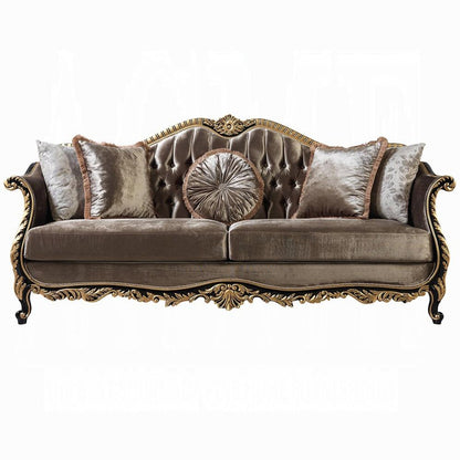 ACME Furniture - Betria Sofa w/5 Pillows - Light Green Velvet, Gold & Black High Gloss Finish - LV01887 veiw 2