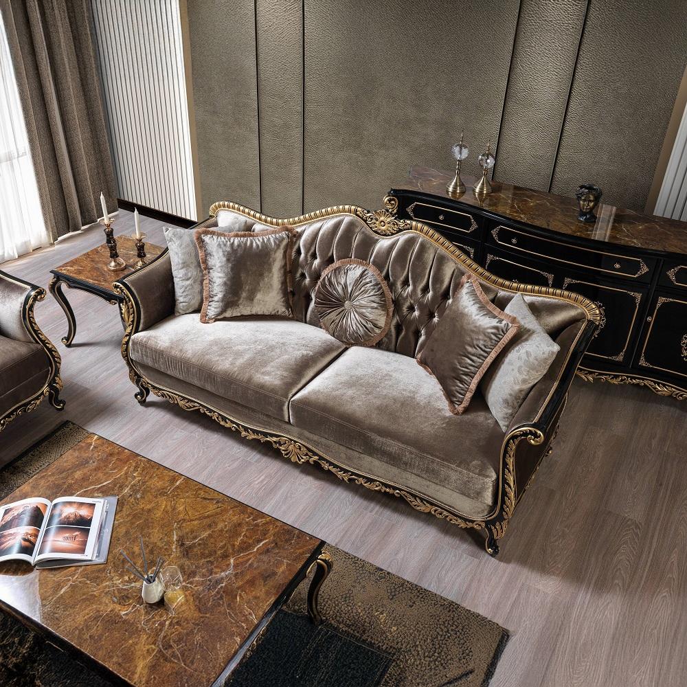 ACME Furniture - Betria Sofa w/5 Pillows - Light Green Velvet, Gold & Black High Gloss Finish - LV01887 veiw 3