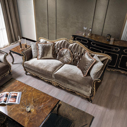 ACME Furniture - Betria Sofa w/5 Pillows - Light Green Velvet, Gold & Black High Gloss Finish - LV01887 veiw 3