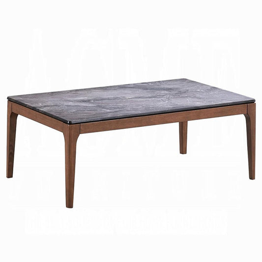 ACME Furniture - Bevis Coffee Table - Engineered Stone & Walnut Finish - LV02645 veiw 1