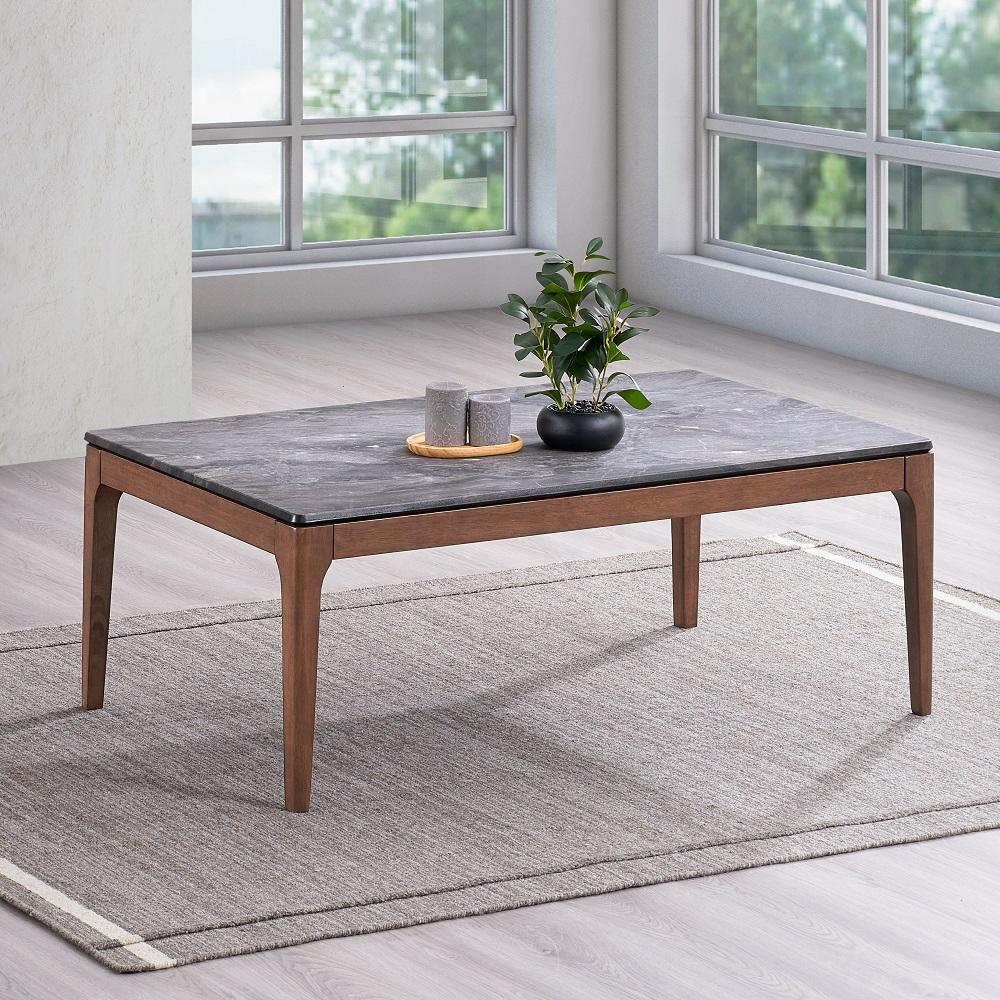 ACME Furniture - Bevis Coffee Table - Engineered Stone & Walnut Finish - LV02645 veiw 4