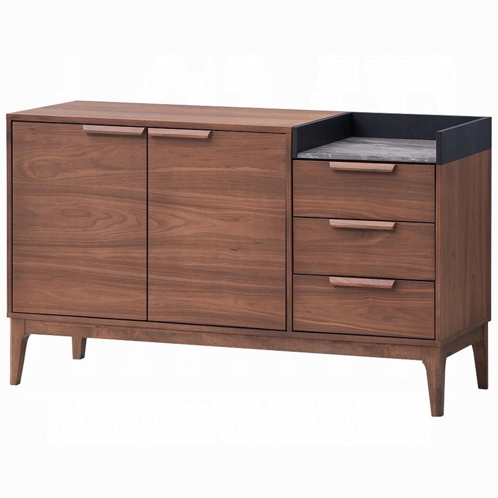 ACME Furniture - Bevis Server - Engineered Stone & Walnut Finish - DN02419 veiw 1