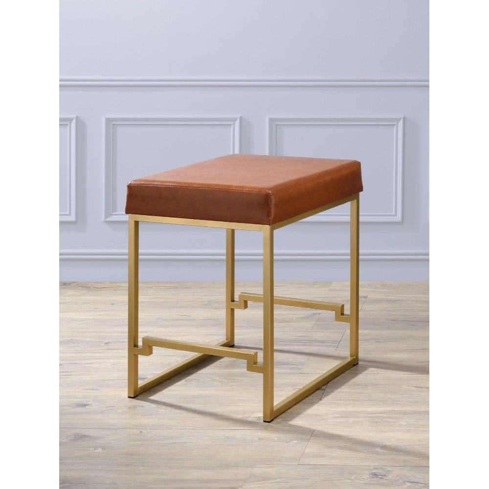 ACME Furniture - Boice - Counter Height Stool (1Pc) - Light Brown PU & Gold - 96717 view 2