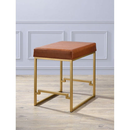 ACME Furniture - Boice - Counter Height Stool (1Pc) - Light Brown PU & Gold - 96717 view 2