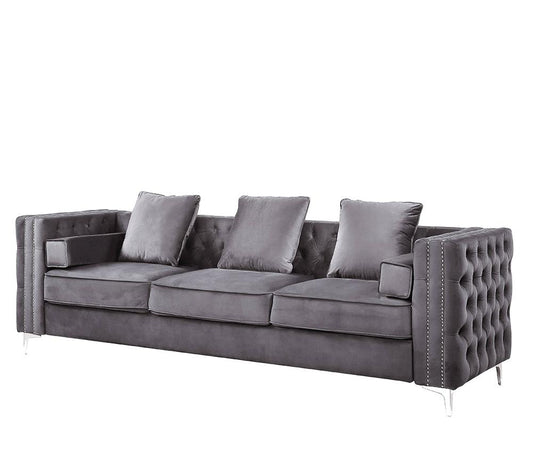ACME Furniture - Bovasis Sofa w/5 Pillows - Gray Velvet - LV00368 veiw 1