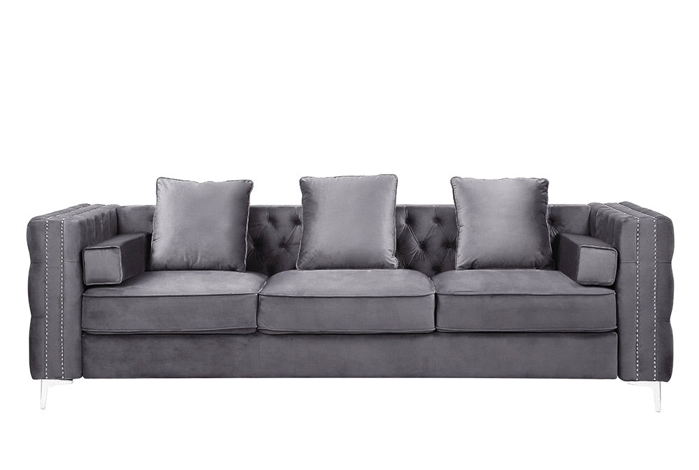 ACME Furniture - Bovasis Sofa w/5 Pillows - Gray Velvet - LV00368 veiw 2