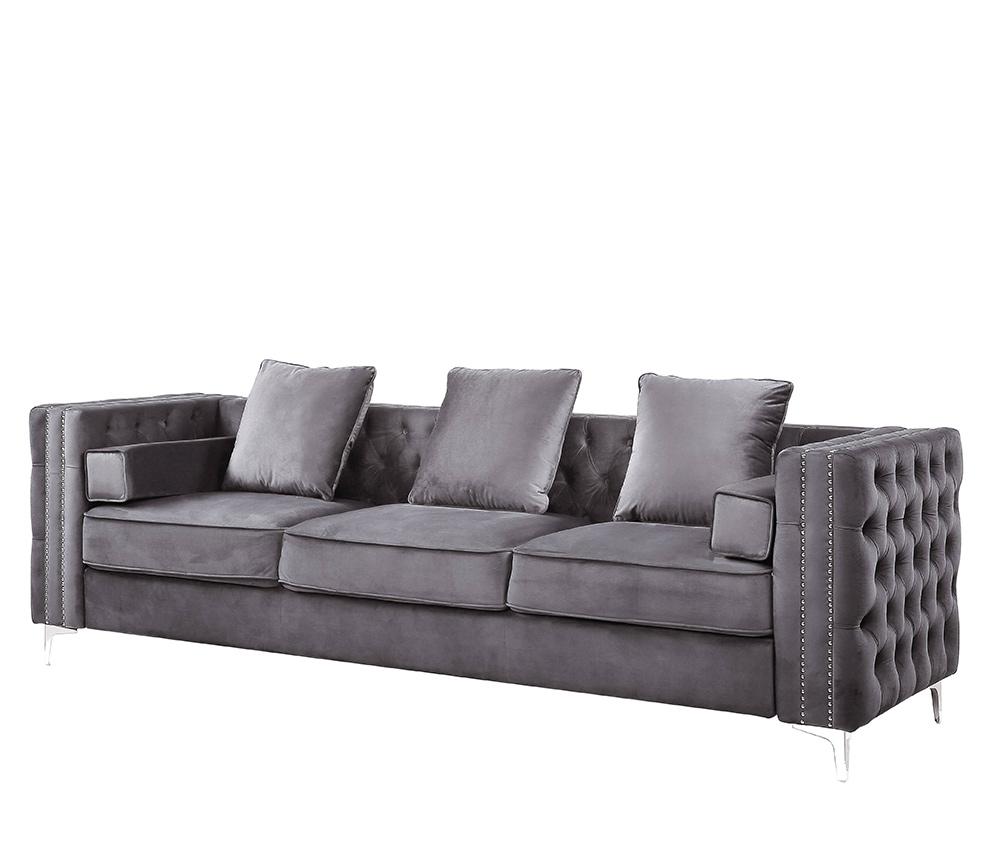 ACME Furniture - Bovasis Sofa w/5 Pillows - Gray Velvet - LV00368 veiw 3