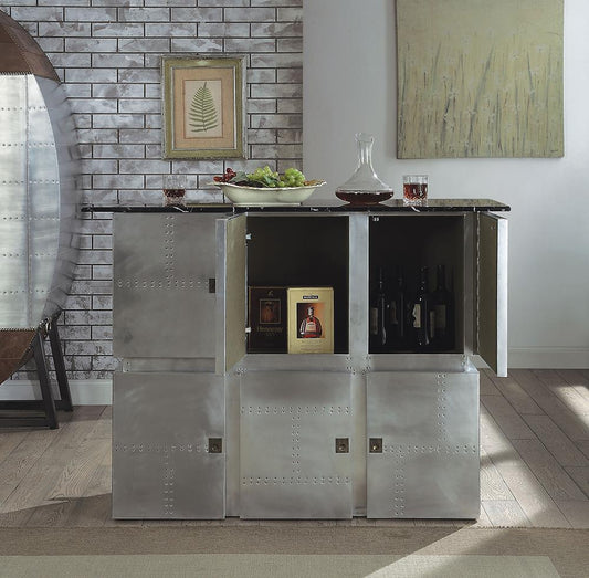 ACME Furniture - Brancaster Bar Table w/Marble Top - Natural Marble Top & Aluminum - 70450 veiw 1