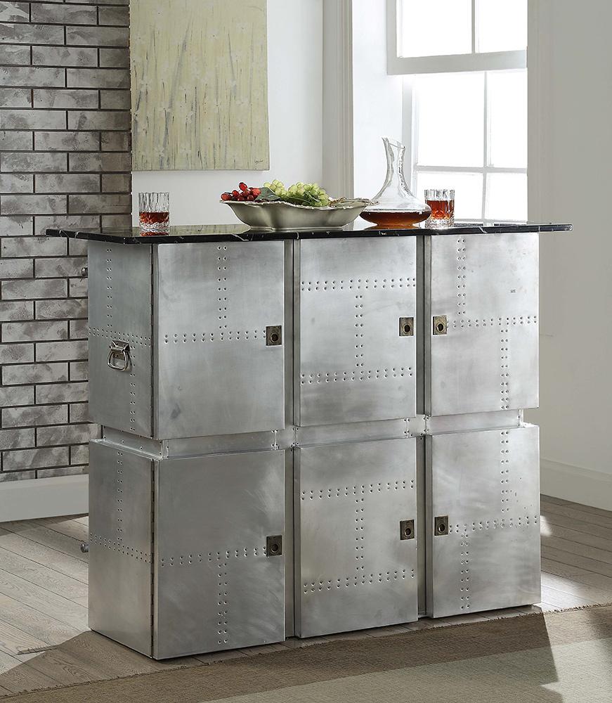 ACME Furniture - Brancaster Bar Table w/Marble Top - Natural Marble Top & Aluminum - 70450 veiw 3