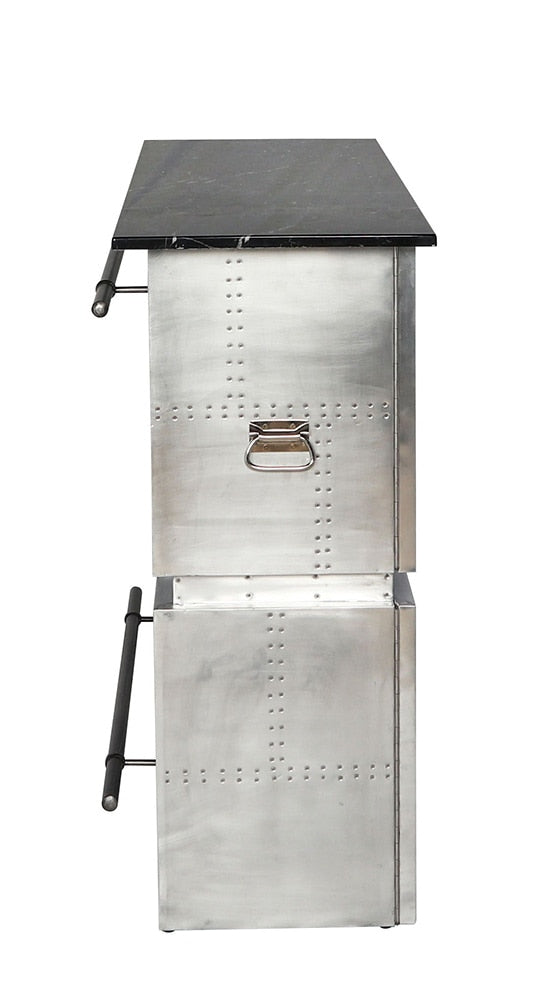 ACME Furniture - Brancaster Bar Table w/Marble Top - Natural Marble Top & Aluminum - 70450 veiw 7