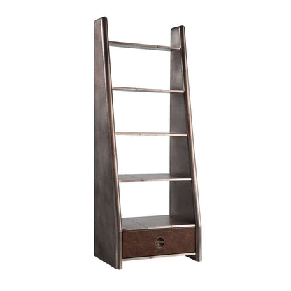 ACME Furniture - Brancaster Bookcase - Bronze Aluminium & Morrocco Top Grain Leather - OF02405 veiw 2