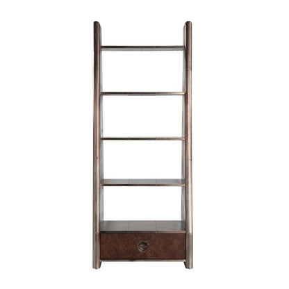 ACME Furniture - Brancaster Bookcase - Bronze Aluminium & Morrocco Top Grain Leather - OF02405 veiw 3