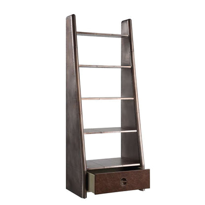 ACME Furniture - Brancaster Bookcase - Bronze Aluminium & Morrocco Top Grain Leather - OF02405 veiw 4