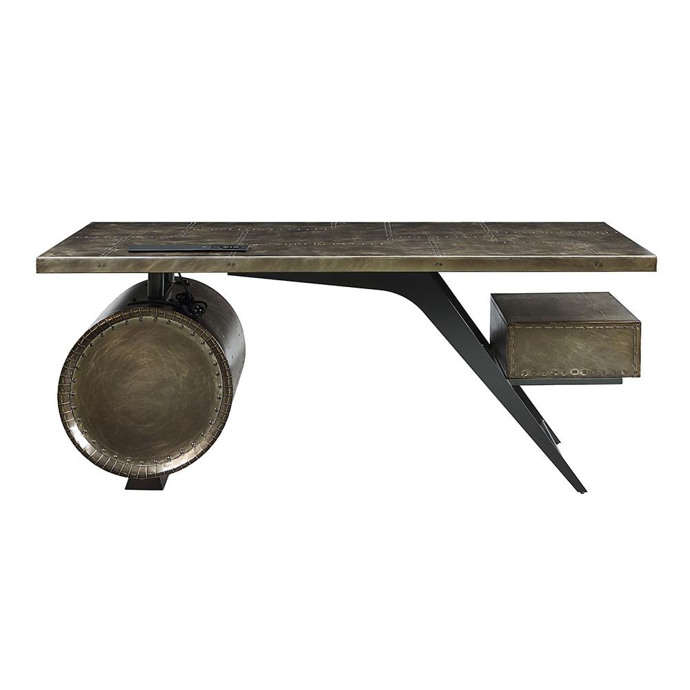 ACME Furniture - Brancaster Executive Desk w/USB - Bronze Aluminum Finish - OF02586 veiw 3
