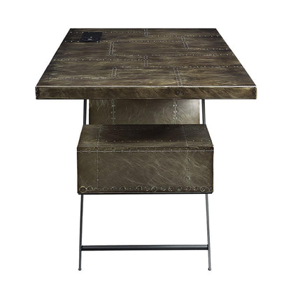 ACME Furniture - Brancaster Executive Desk w/USB - Bronze Aluminum Finish - OF02586 veiw 7