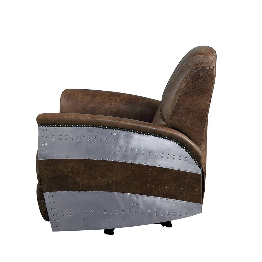 ACME Furniture - Brancaster Power Motion Recliner - Retro Brown Top Grain Leather & Aluminum - 59718 veiw 4