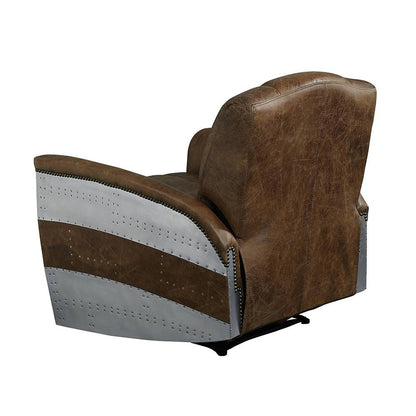 ACME Furniture - Brancaster Power Motion Recliner - Retro Brown Top Grain Leather & Aluminum - 59718 veiw 5