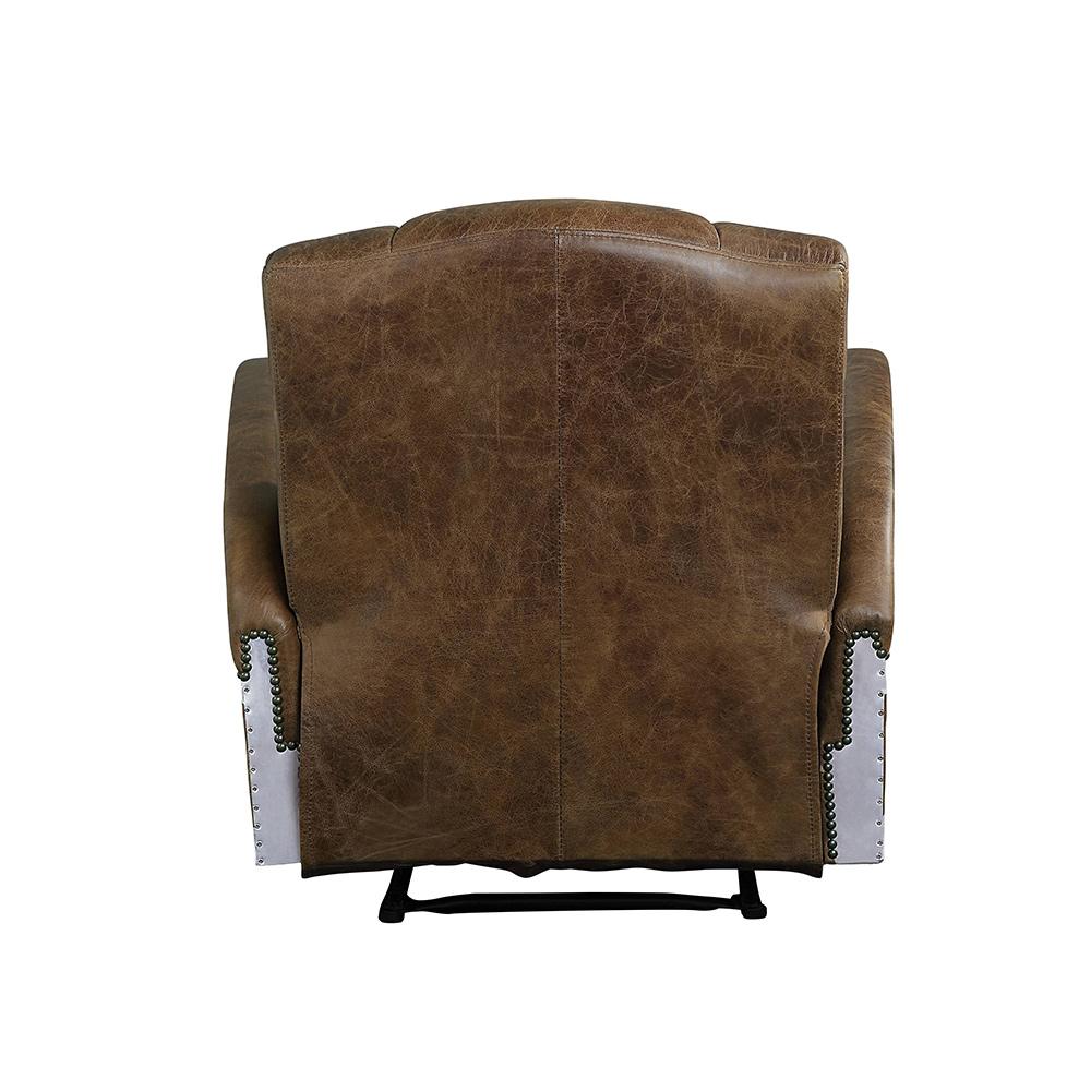ACME Furniture - Brancaster Power Motion Recliner - Retro Brown Top Grain Leather & Aluminum - 59718 veiw 6