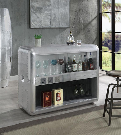 ACME Furniture - Brancaster Wine Cabinet w/LED - Aluminum Finish - AC02391 veiw 1