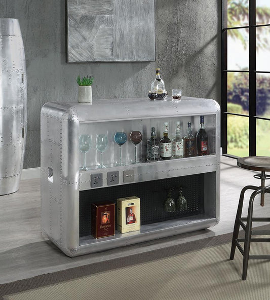 ACME Furniture - Brancaster Wine Cabinet w/LED - Aluminum Finish - AC02391 veiw 1
