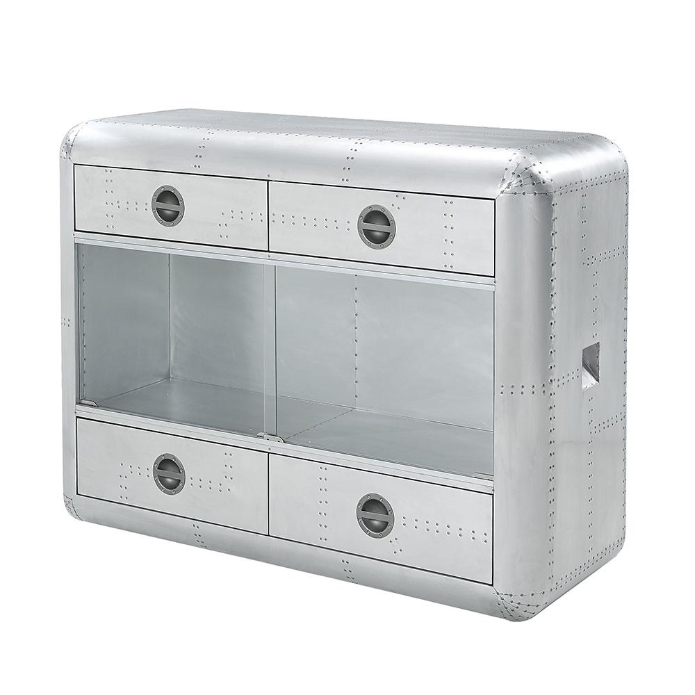 ACME Furniture - Brancaster Wine Cabinet w/LED - Aluminum Finish - AC02391 veiw 3