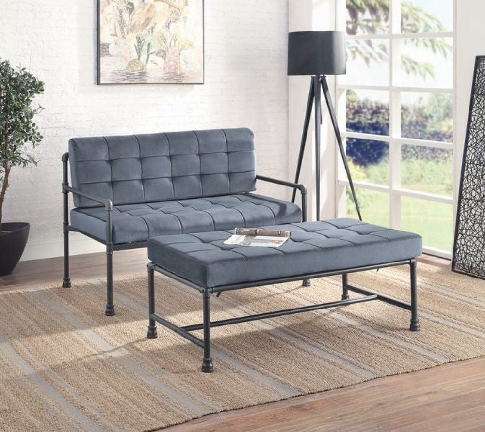 ACME Furniture - Brantley Bench - Gray Velvet & Sandy Gray - AC00428 view 3