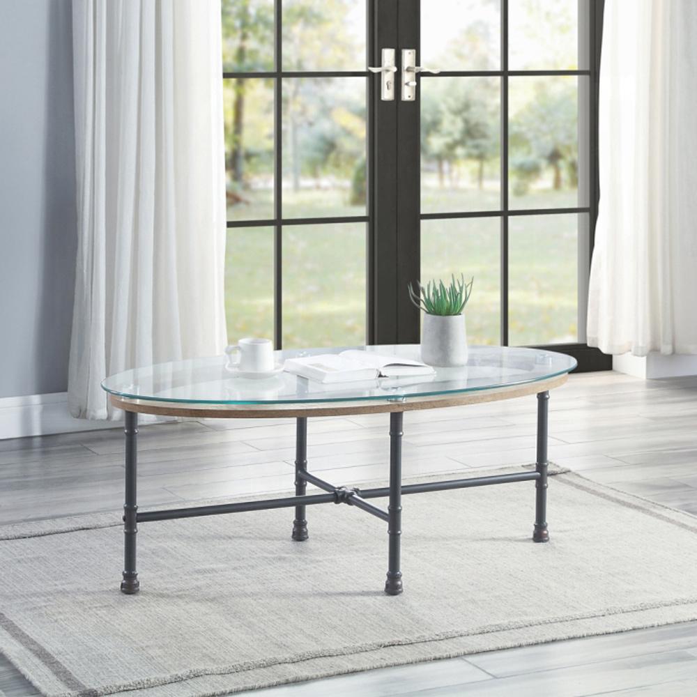 ACME Furniture - Brantley Coffee Table - Clear Glass & Sandy Gray - LV00435 veiw 4