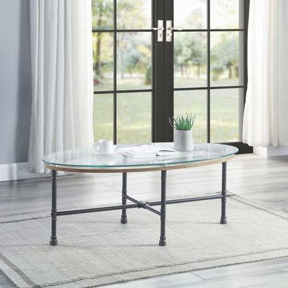 ACME Furniture - Brantley Coffee Table - Clear Glass & Sandy Gray - LV00435 veiw 4
