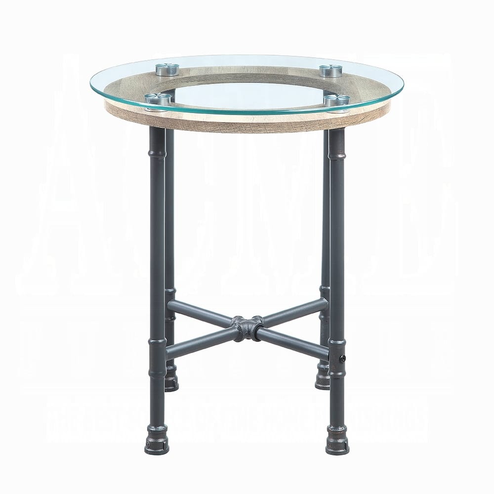 ACME Furniture - Brantley End Table - Clear Glass & Sandy Gray - LV00436 view 2