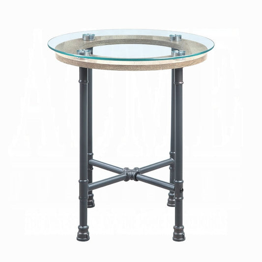 ACME Furniture - Brantley End Table - Clear Glass & Sandy Gray - LV00436 view 2