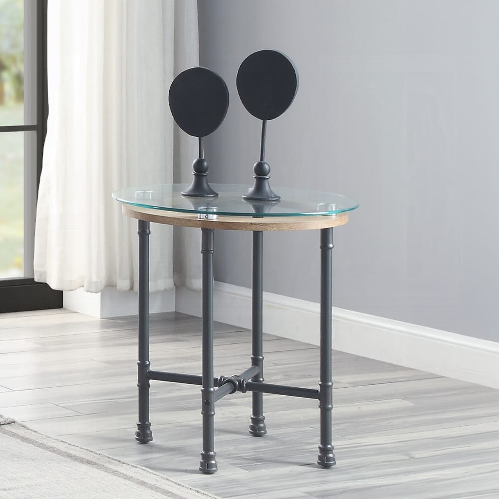 ACME Furniture - Brantley End Table - Clear Glass & Sandy Gray - LV00436 view 4
