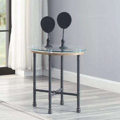 ACME Furniture - Brantley End Table - Clear Glass & Sandy Gray - LV00436 view 4