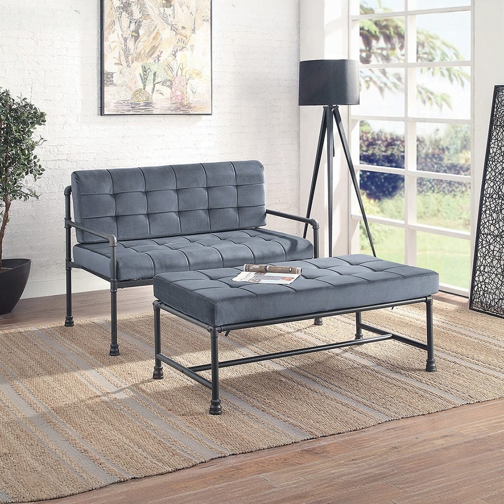 ACME Furniture - Brantley Loveseat - Gray Velvet & Sandy Gray - LV00426 view 6