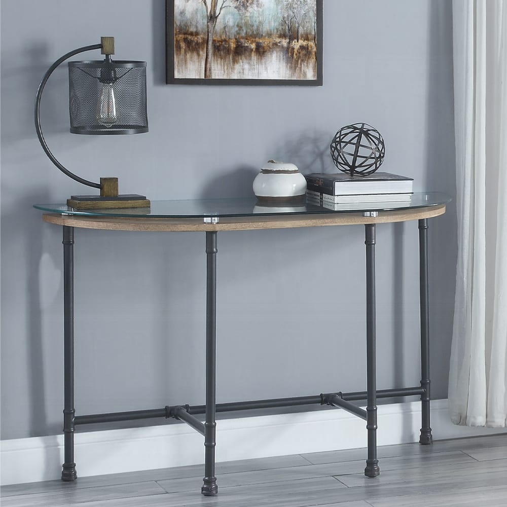 ACME Furniture - Brantley Sofa Table - Clear Glass & Sandy Gray - LV00437 view 3