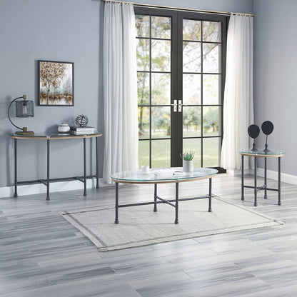 ACME Furniture - Brantley Sofa Table - Clear Glass & Sandy Gray - LV00437 view 4