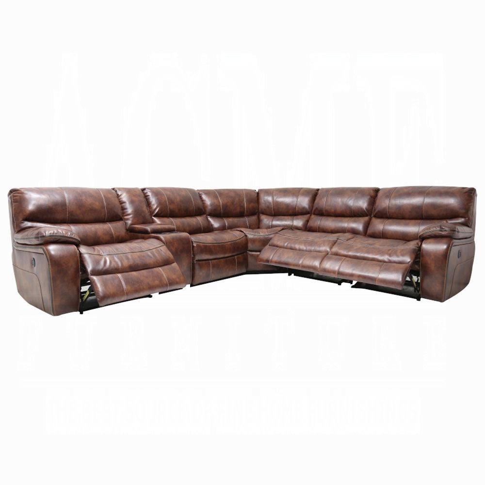 ACME Furniture - Brax Power Motion Sectional Sofa - Two Tone Brown Synthetic Leather - LV52070 veiw 2