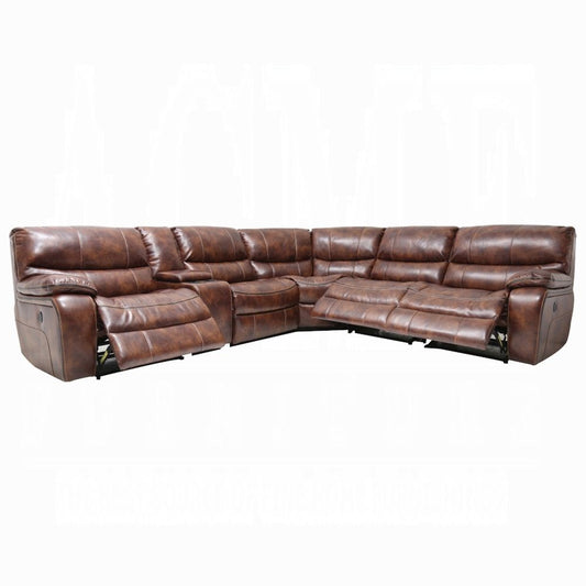 ACME Furniture - Brax Power Motion Sectional Sofa - Two Tone Brown Synthetic Leather - LV52070 veiw 2