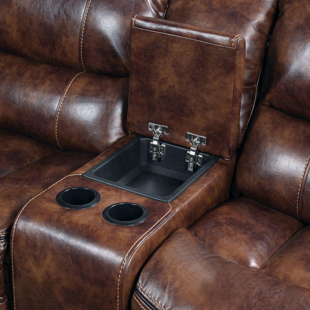 ACME Furniture - Brax Power Motion Sectional Sofa - Two Tone Brown Synthetic Leather - LV52070 veiw 7