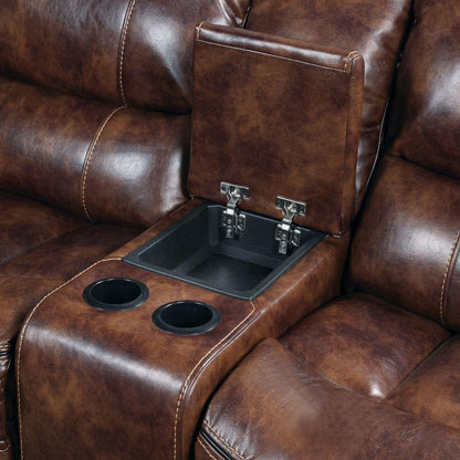 ACME Furniture - Brax Power Motion Sectional Sofa - Two Tone Brown Synthetic Leather - LV52070 veiw 7