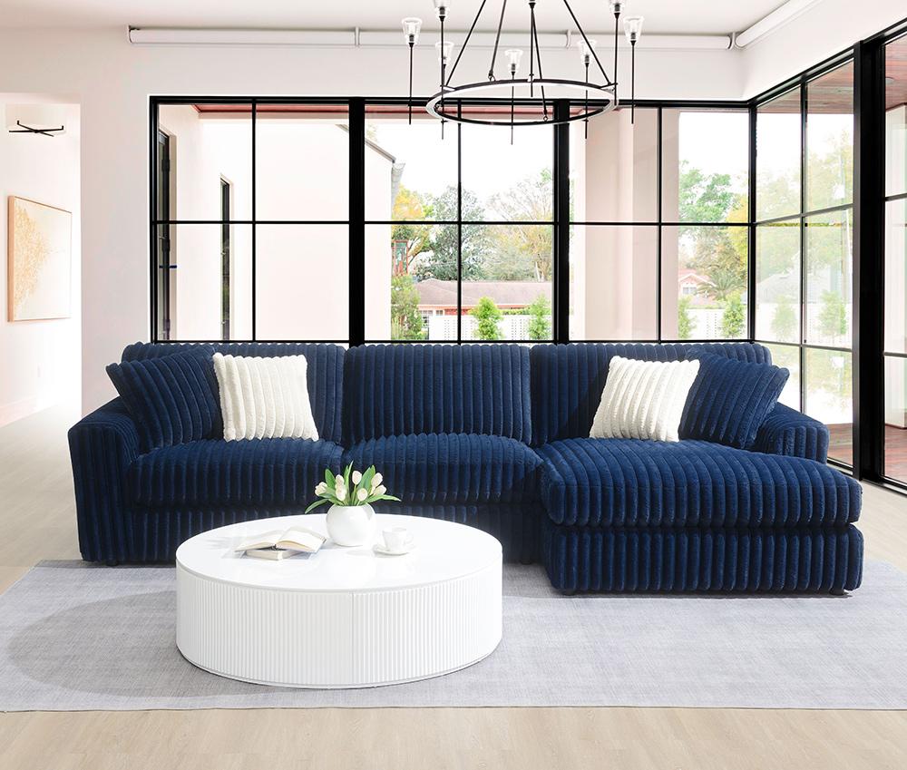 ACME Furniture - Breton Sectional Sofa w/4 Pillows - Blue Corduroy - LV04400 veiw 1