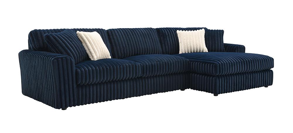ACME Furniture - Breton Sectional Sofa w/4 Pillows - Blue Corduroy - LV04400 veiw 2