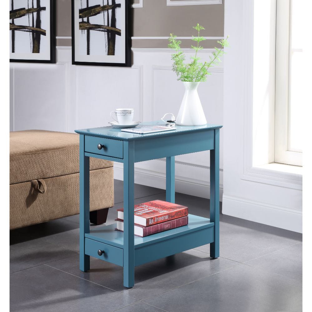 ACME Furniture - Byzad - Accent Table w/USB Port - Teal - 97742 view 5