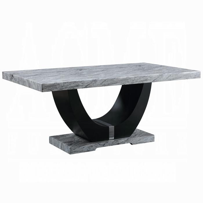 ACME Furniture - Caralin Dining Table - Engineered Stone & Black Finish - DN03705 veiw 1