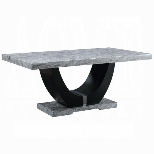 ACME Furniture - Caralin Dining Table - Engineered Stone & Black Finish - DN03705 veiw 1