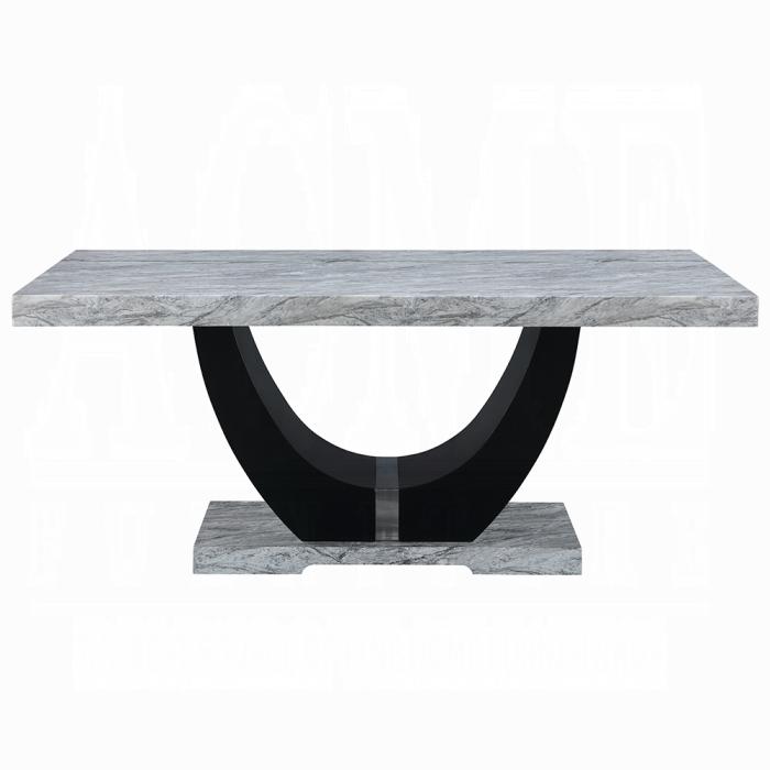 ACME Furniture - Caralin Dining Table - Engineered Stone & Black Finish - DN03705 veiw 2