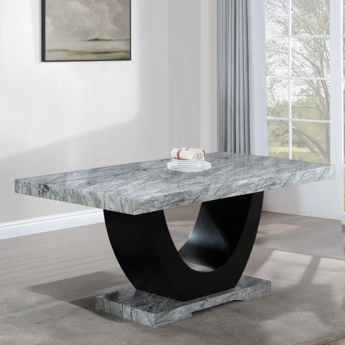 ACME Furniture - Caralin Dining Table - Engineered Stone & Black Finish - DN03705 veiw 3