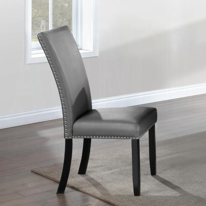 ACME Furniture - Caralin Side Chair (Set of 2) - Gray Synthetic Leather & Black Finish - DN03706 view 6